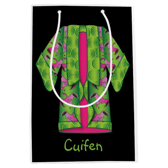 Moyen Sac cadeau Green Kimono (Devant)