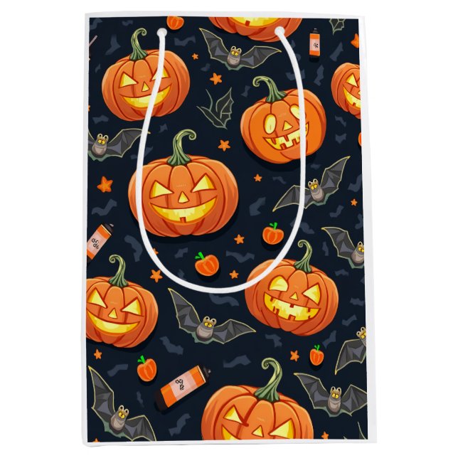 Moyen Sac cadeau Halloween Pumkin (Devant)