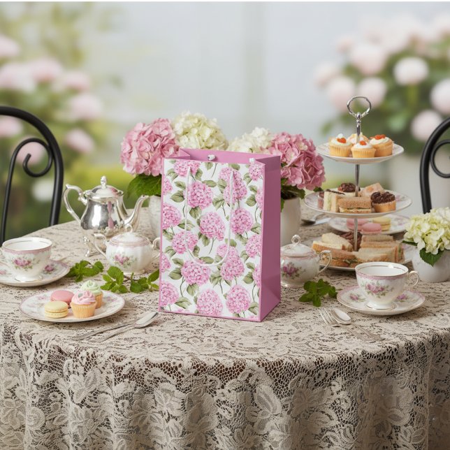 Moyen Sac cadeau Hortensia rose du Sud (Créateur téléchargé)