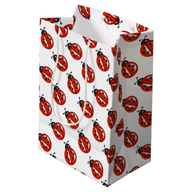 Moyen Sac cadeau Ladybugs Rouge et Blanc (Dos Angle)