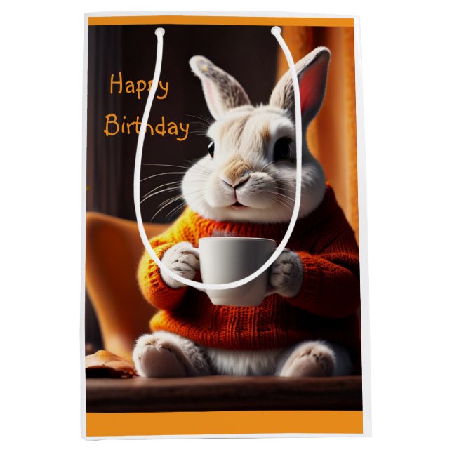 Moyen Sac cadeau lapin confortable (Devant)