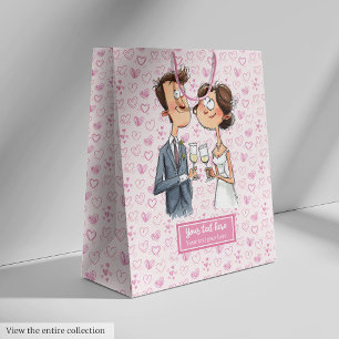 Moyen Sac cadeau Mariage Couple Aquarelle Humour ironiqu