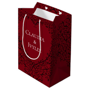 Moyen Sac cadeau Mariage gothique rouge et noir