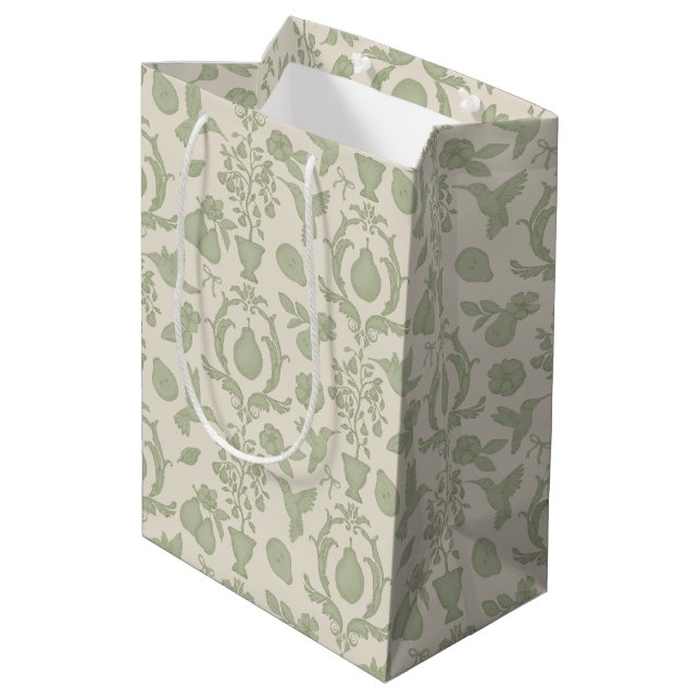Moyen Sac Cadeau Mariage Sauge Vert Perle Parfaite (Dos Angle)
