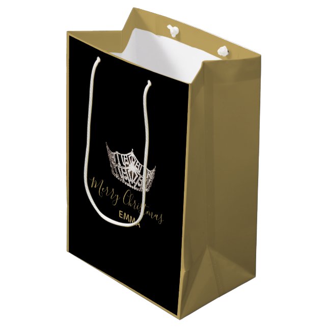 Moyen Sac cadeau Miss America Argent Couronne 2 Tones -  (Devant Angle)