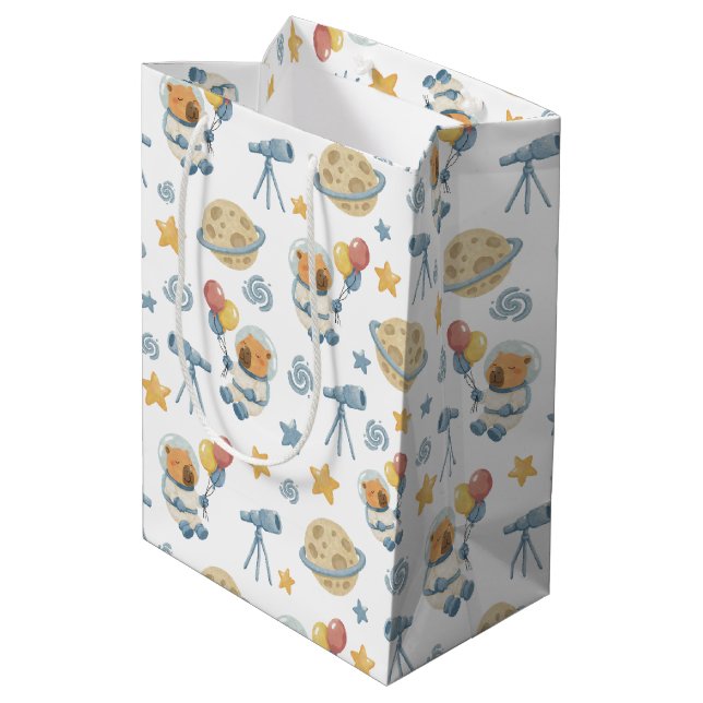Moyen Sac cadeau Motif Astronaut Capybara (Dos Angle)