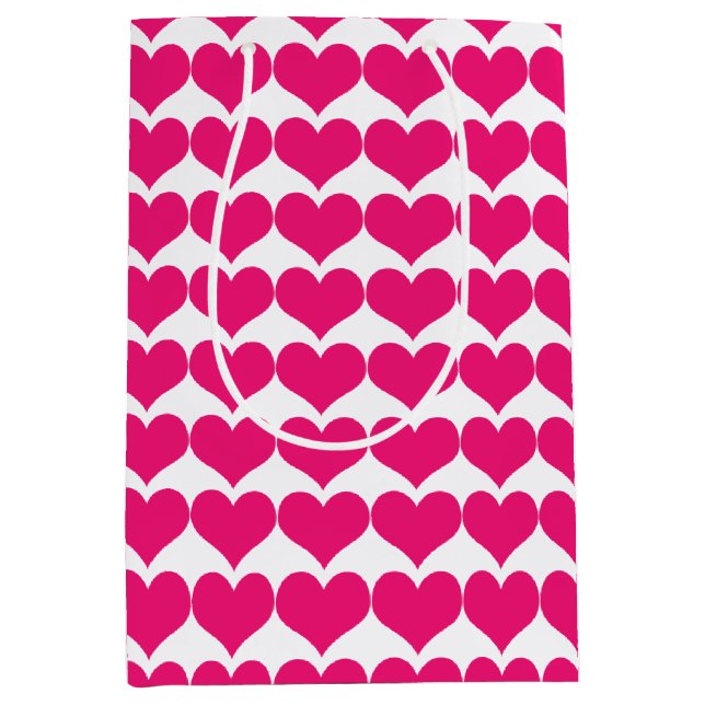 Moyen Sac cadeau Motif Coeurs mignons roses (Devant)