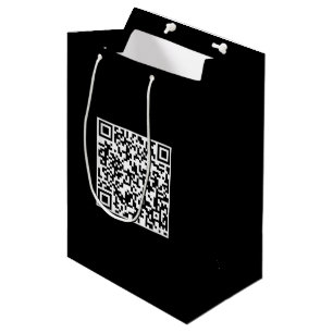 Moyen Sac Cadeau Noir Personnalisé avec Code QR Marque