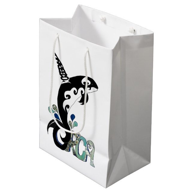 Moyen Sac cadeau Orca Freedom Art (Devant Angle)