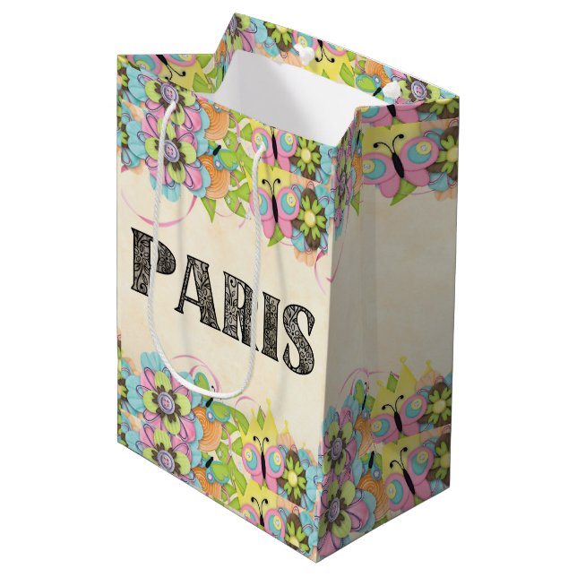 Moyen Sac cadeau Paris (Devant Angle)