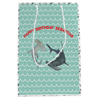 Moyen Sac cadeau personnalisé pour requin | Vagues d'eau