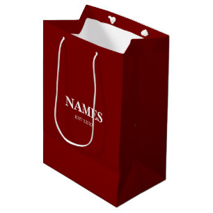 Moyen Sac Cadeau Personnalisé Rouge Foncé Chic