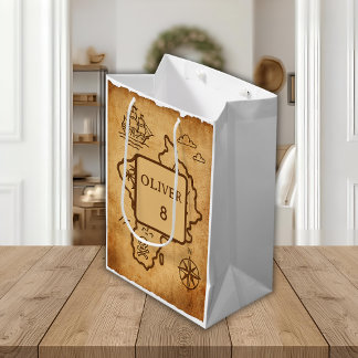 Moyen Sac Cadeau Pirate Vintage, Cadeau Carte Minimalist
