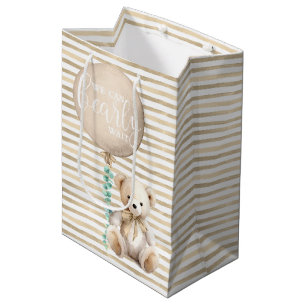 Moyen Sac cadeau pour Baby shower Ours en Teddy Brown