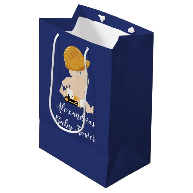 Moyen Sac cadeau pour bébé de construction (Devant Angle)