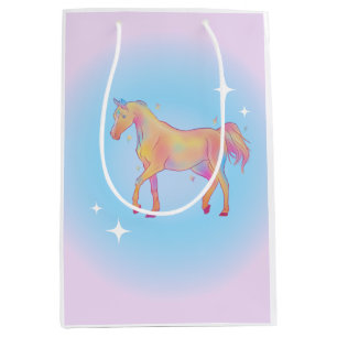 Moyen sac cadeau pour cheval arc-en-ciel