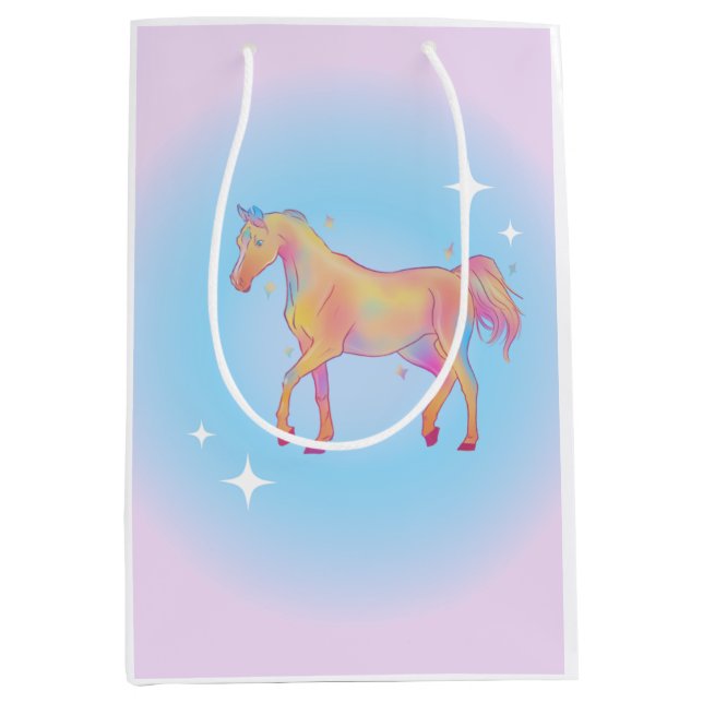 Moyen sac cadeau pour cheval arc-en-ciel (Devant)