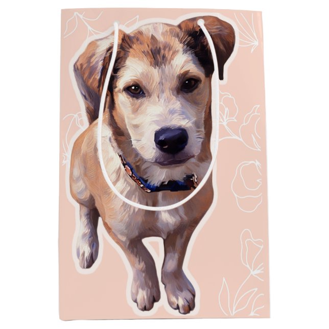 Moyen Sac cadeau pour chiot husky (Devant)