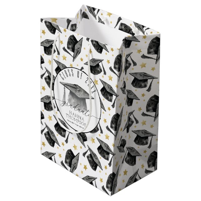 Moyen Sac cadeau pour diplômés personnalisés (Dos Angle)