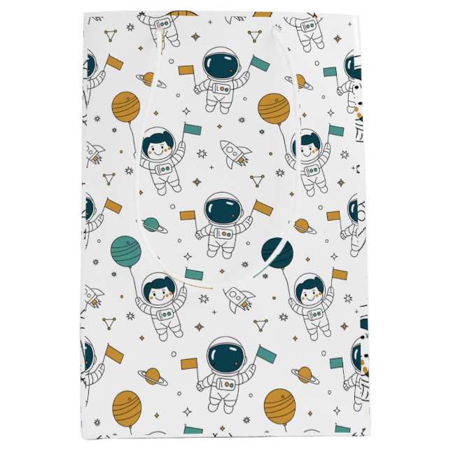 Moyen Sac cadeau pour enfants - Fête spatiale (Devant)