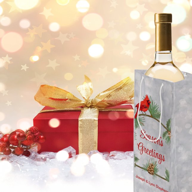 Moyen Sac cadeau pour les cardinaux et les pins d'hiver (Créateur téléchargé)