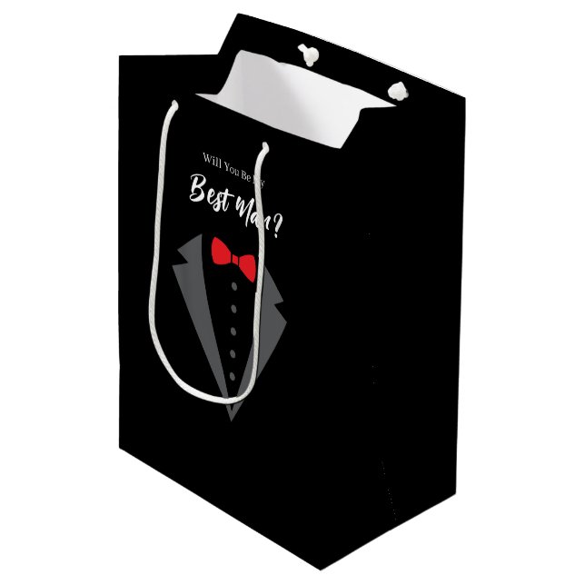 Moyen Sac cadeau pour témoin de mariage (Devant Angle)