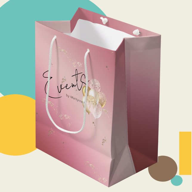 Moyen Sac cadeau Promo Parties scintillant rose moderne (Créateur téléchargé)