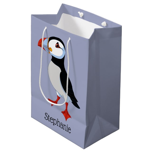 Moyen Sac cadeau Puffin Design (Devant Angle)
