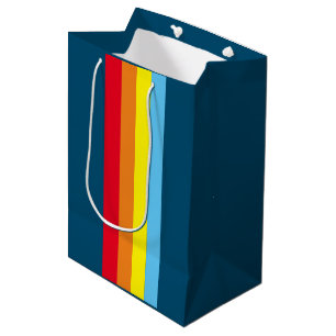 Moyen Sac cadeau Retro Stripes (Navy Blue Multi)
