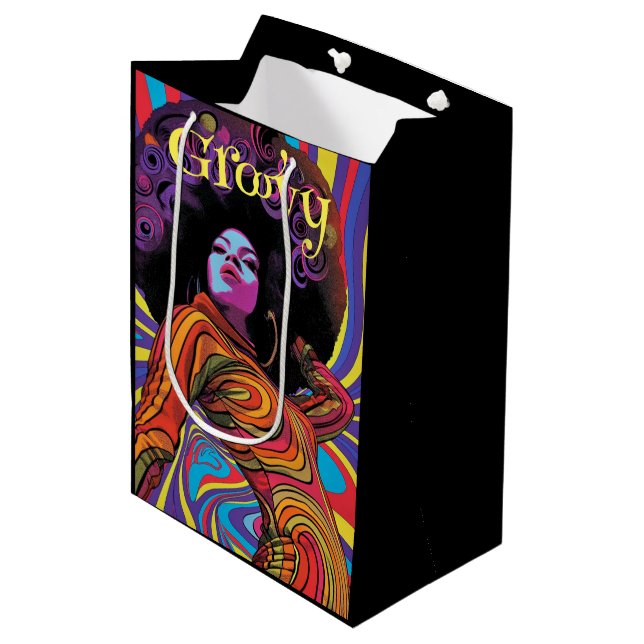 Moyen Sac cadeau Retro super (Devant Angle)