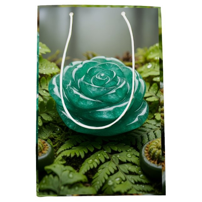 Moyen sac cadeau rose vert émeraude (Devant)