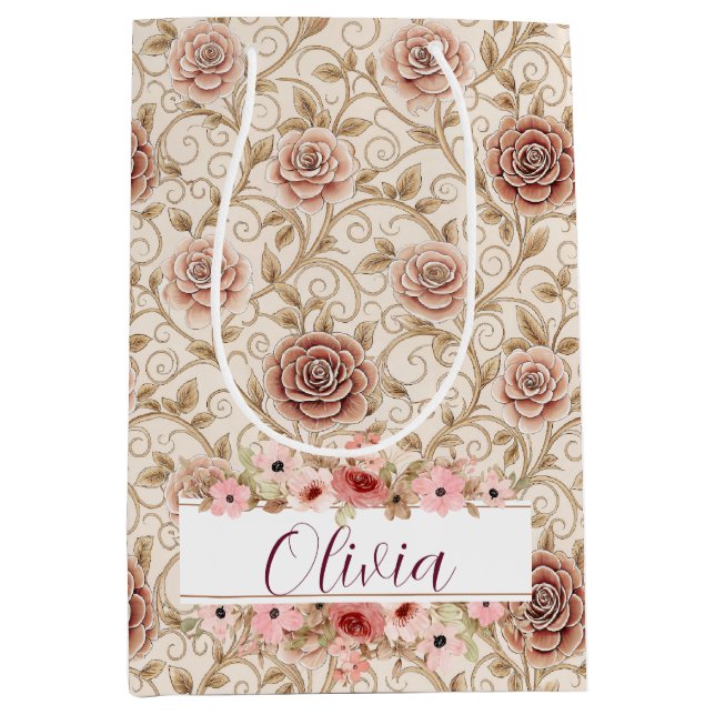 Moyen Sac Cadeau Rose Vintage (Devant)