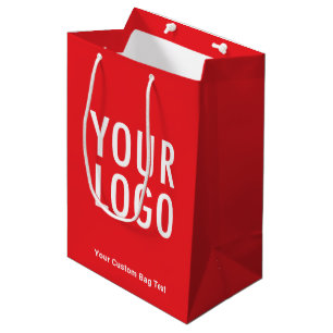 Moyen Sac cadeau rouge 25 cm Logo d'entreprise personnal