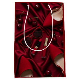 Moyen Sac Cadeau Rouge de Luxe de Mode