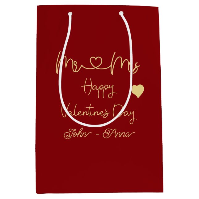 Moyen Sac cadeau Saint-Valentin M & Mme (Devant)