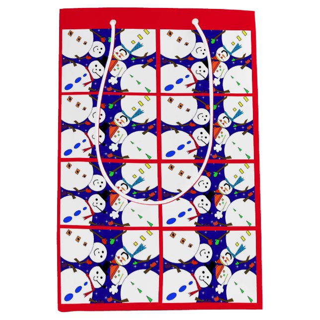 Moyen Sac cadeau Snowman (Devant)