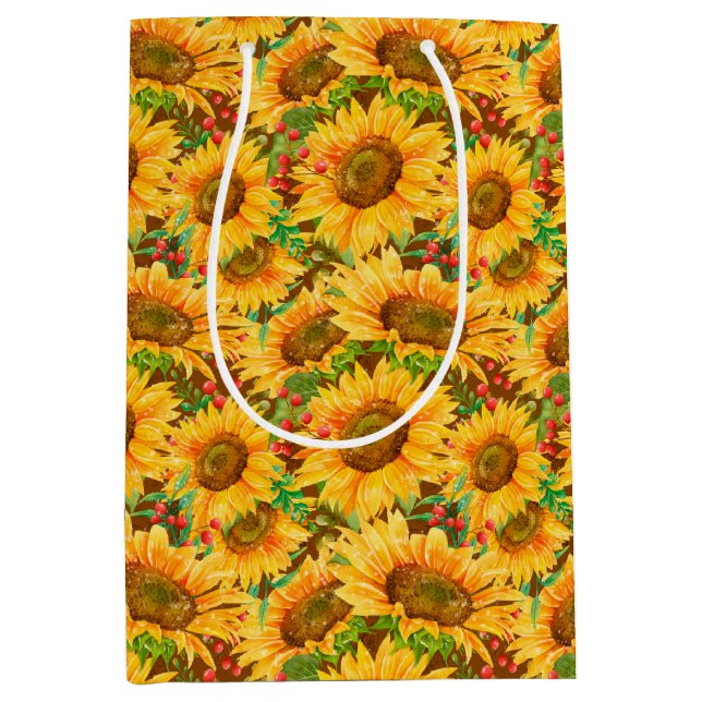 Moyen Sac cadeau Summery Sunflowers (Devant)