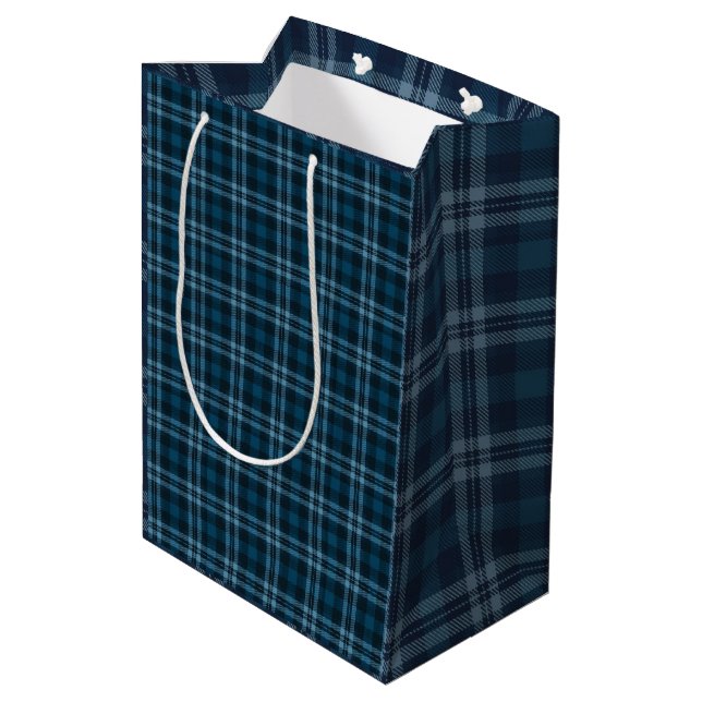 Moyen Sac cadeau tartan bleu (Dos Angle)