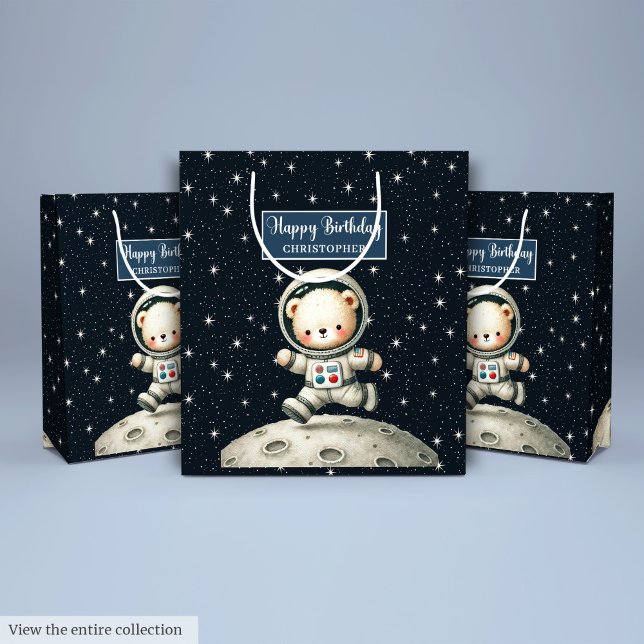 Moyen Sac cadeau Teddy Astronaut pour Little Boy Party (Teddy Astronaut Gift Bag for Little Boy Party)