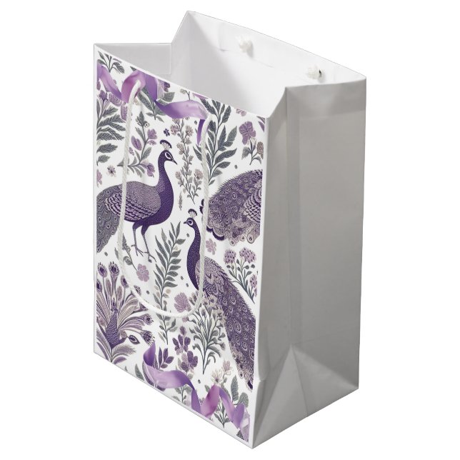 Moyen Sac cadeau Toile Peacock Violet (Devant Angle)
