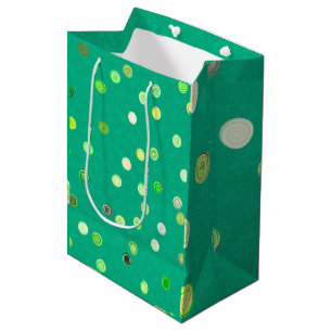 Moyen Sac Cadeau Vert Spirales Points de Polka Tordus