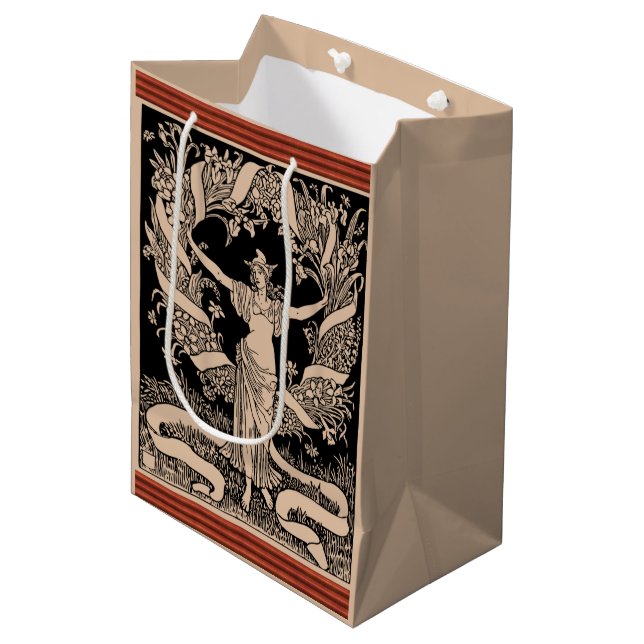 Moyen Sac cadeau vintage en couronne de fleurs (Devant Angle)