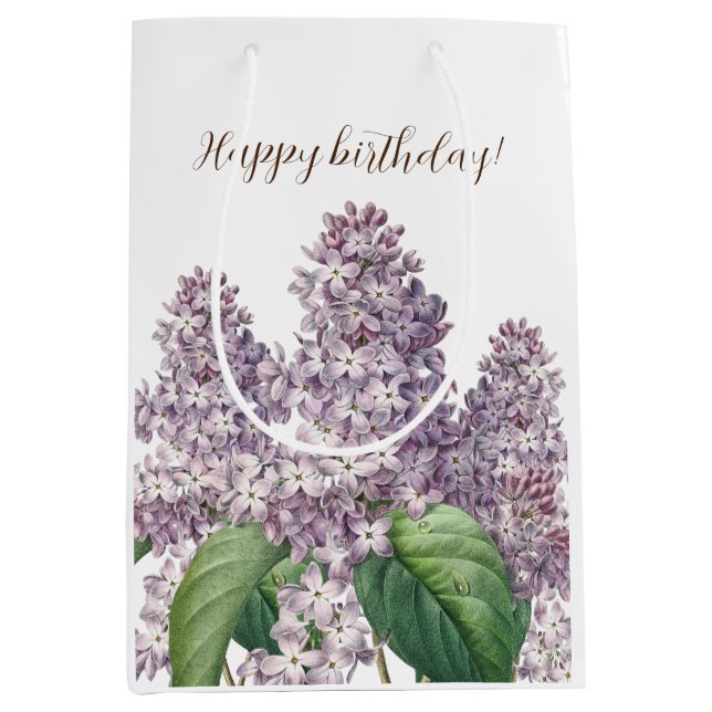 Moyen Sac cadeau vintage lilas floral (Devant)