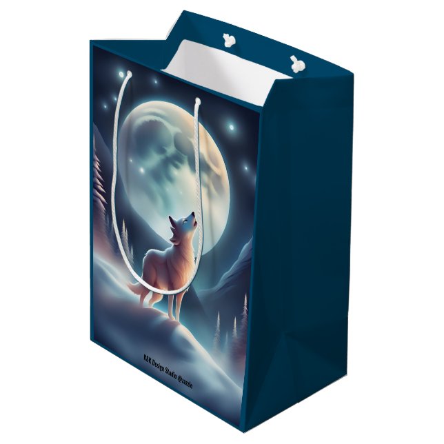 Moyen Sac cadeau Wolf Moon (Dos Angle)