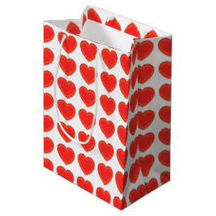 Moyen Sac de cadeau - coeurs rouges dans à trois