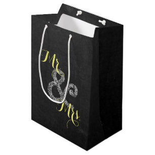 Moyen Sac de cadeau de mariage automnal tableau noir M &