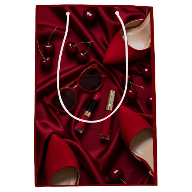 Moyen Sac de cadeau de mode rouge de luxe (Devant)