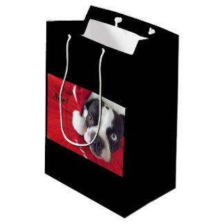 Moyen Sac de cadeau de Noël de Boston Terrier