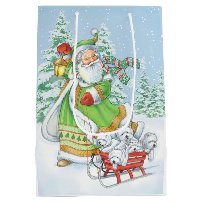 Moyen Sac de cadeau de Noël de Westie "bruit joyeux" par (Dos)