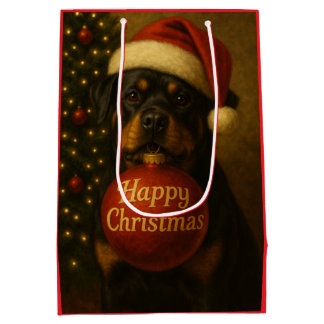 Moyen Sac de cadeau de Noël Rottweiler 